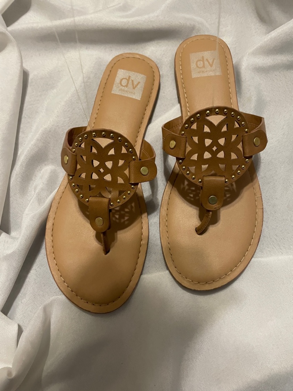 DV by Dolce Vita Tan Cutout Medallion Thong Sandals